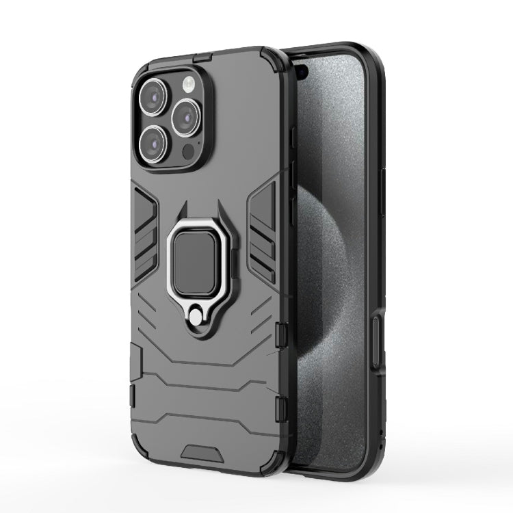 For iPhone 16 Pro Max Shockproof PC + TPU Holder Phone Case(Black) - iPhone 16 Pro Max Cases by buy2fix | Online Shopping UK | buy2fix