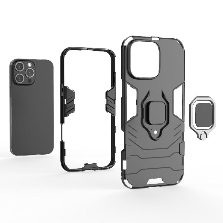 For iPhone 16 Pro Max Shockproof PC + TPU Holder Phone Case(Black) - iPhone 16 Pro Max Cases by buy2fix | Online Shopping UK | buy2fix