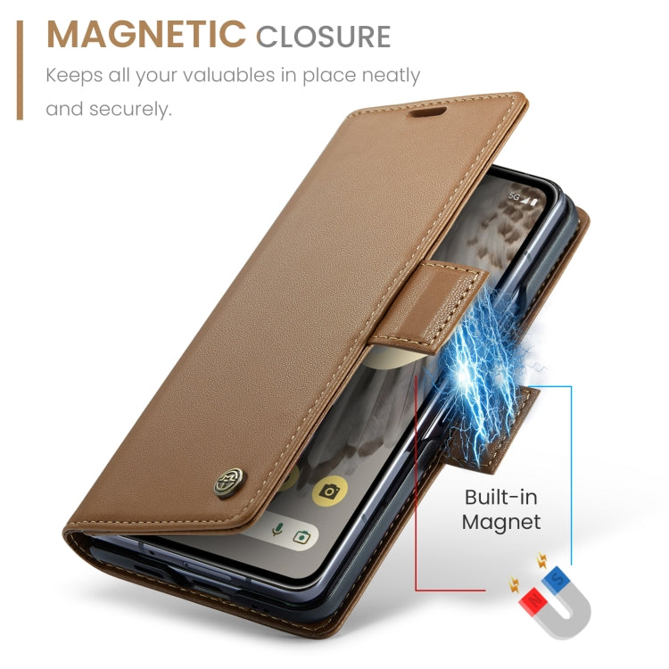 For Google Pixel Fold CaseMe 023 Butterfly Buckle Litchi Texture RFID Anti-theft Leather Phone Case(Brown) - Google Cases by CaseMe | Online Shopping UK | buy2fix