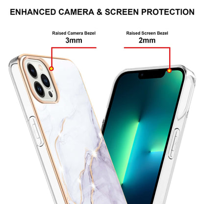 For iPhone 16 Pro Max Electroplating Marble Pattern Dual-side IMD TPU Shockproof Phone Case (White 006) - iPhone 16 Pro Max Cases by buy2fix | Online Shopping UK | buy2fix