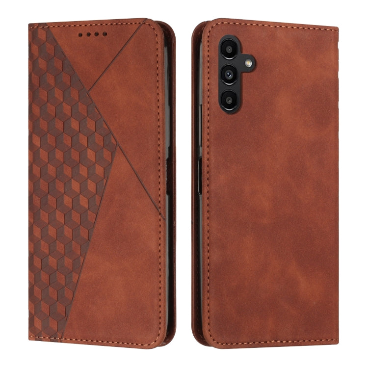 For Samsung Galaxy M55 / C55 Diamond Splicing Skin Feel Magnetic Leather Phone Case(Brown) - Galaxy Phone Cases by buy2fix | Online Shopping UK | buy2fix