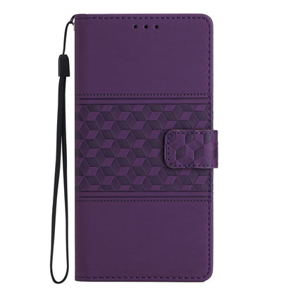 For iPhone 16 Pro Max Diamond Embossed Skin Feel Leather Phone Case(Purple) - iPhone 16 Pro Max Cases by buy2fix | Online Shopping UK | buy2fix