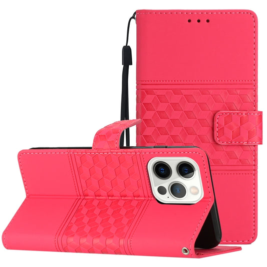 For iPhone 16 Pro Max Diamond Embossed Skin Feel Leather Phone Case(Red) - iPhone 16 Pro Max Cases by buy2fix | Online Shopping UK | buy2fix