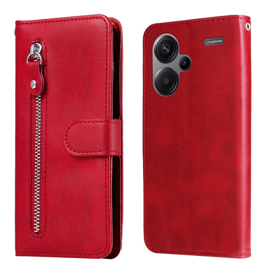 For Xiaomi Redmi Note13 Pro+ 5G Global Fashion Calf Texture Zipper Leather Phone Case(Red) - Note 13 Pro+ Cases by buy2fix | Online Shopping UK | buy2fix