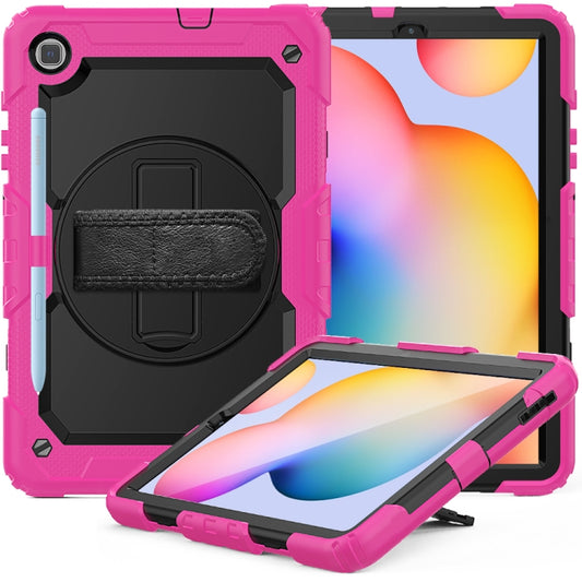 For Samsung Galaxy Tab S6 Lite P610 Shockproof Colorful Silicone + PC Protective Case with Holder & Shoulder Strap & Hand Strap & Pen Slot(Rose Red) - Tab S6 Lite P610 / P615 by buy2fix | Online Shopping UK | buy2fix