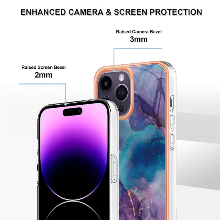 For iPhone 16 Pro Electroplating Marble Dual-side IMD Phone Case(Purple 016) - iPhone 16 Pro Cases by buy2fix | Online Shopping UK | buy2fix