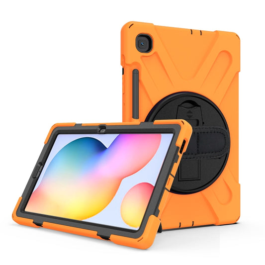 For Samsung Galaxy Tab S6 Lite P610 Shockproof Colorful Silicone + PC Protective Case with Holder & Shoulder Strap & Hand Strap & Pen Slot(Orange) - Tab S6 Lite P610 / P615 by buy2fix | Online Shopping UK | buy2fix