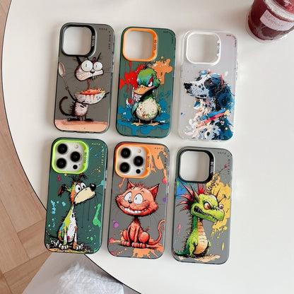 For iPhone 16 Plus Animal Pattern Oil Painting Series PC + TPU Phone Case(Spotted Dog) - iPhone 16 Plus Cases by buy2fix | Online Shopping UK | buy2fix