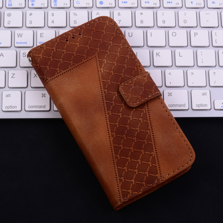 For iPhone 16 Pro Max Seven-shaped Embossed Leather Phone Case(Brown) - iPhone 16 Pro Max Cases by buy2fix | Online Shopping UK | buy2fix