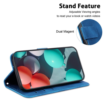 For iPhone 16 Pro Seven-shaped Embossed Leather Phone Case(Blue) - iPhone 16 Pro Cases by buy2fix | Online Shopping UK | buy2fix