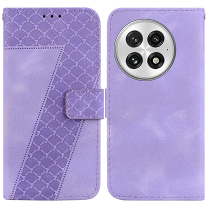 For OnePlus 13 Seven-shaped Embossed Leather Phone Case(Purple) - OnePlus Cases by buy2fix | Online Shopping UK | buy2fix