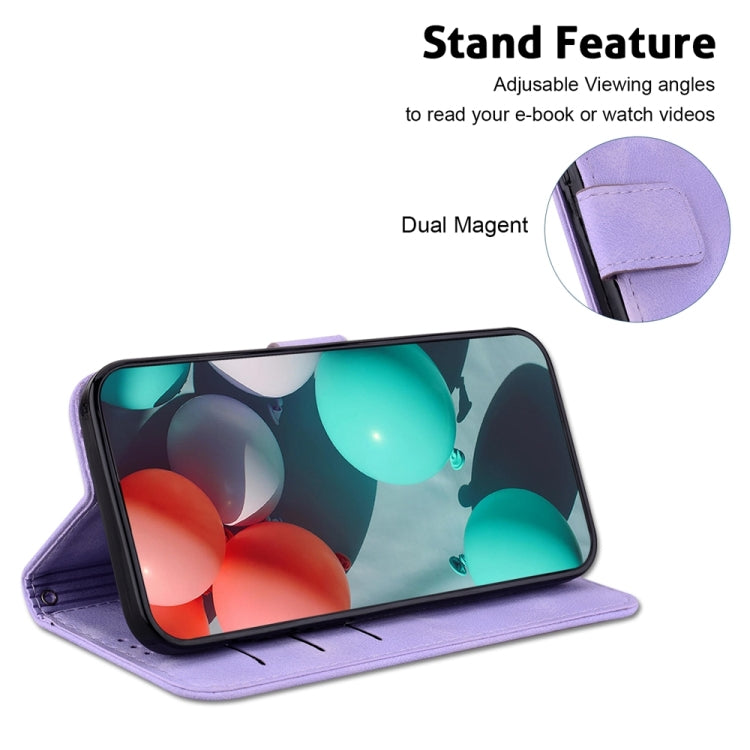 For OnePlus 13 Seven-shaped Embossed Leather Phone Case(Purple) - OnePlus Cases by buy2fix | Online Shopping UK | buy2fix