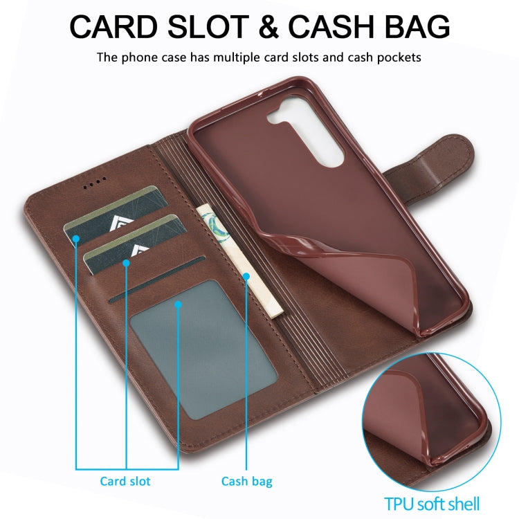 For Samsung Galaxy S24 5G LC.IMEEKE Calf Texture Leather Phone Case(Coffee) - Galaxy S24 5G Cases by LC.IMEEKE | Online Shopping UK | buy2fix
