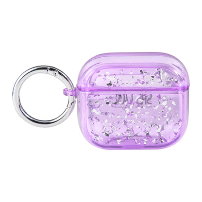 For AirPods Pro 2 Silver Foil Epoxy Bluetooth Earphone Protective Case(Purple) - For AirPods Pro 2 by buy2fix | Online Shopping UK | buy2fix