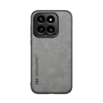For Xiaomi 14 Skin Feel Magnetic Leather Back Phone Case(Light Grey) - 14 Cases by buy2fix | Online Shopping UK | buy2fix