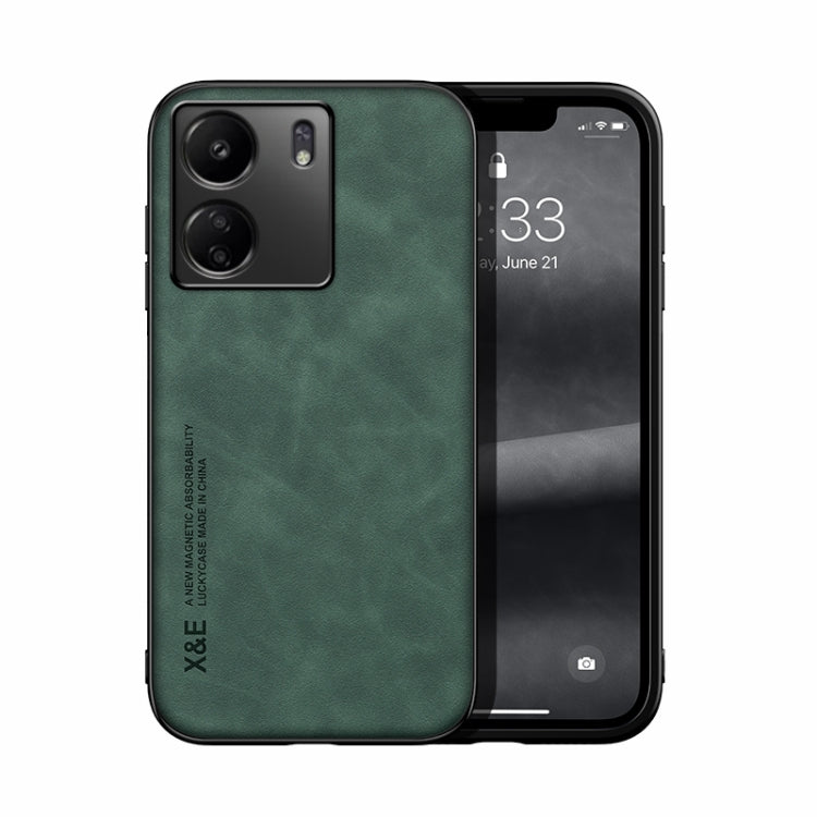 For Xiaomi Redmi 13C Skin Feel Magnetic Leather Back Phone Case(Green) - 13C Cases by buy2fix | Online Shopping UK | buy2fix