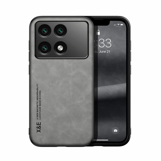 For Xiaomi Redmi K70E Skin Feel Magnetic Leather Back Phone Case(Light Grey) - K70E Cases by buy2fix | Online Shopping UK | buy2fix