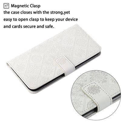 For iPhone 16 Pro Max Ethnic Style Embossed Pattern Leather Phone Case(White) - iPhone 16 Pro Max Cases by buy2fix | Online Shopping UK | buy2fix