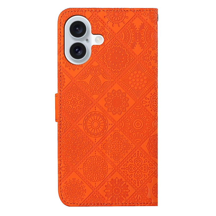 For iPhone 16 Plus Ethnic Style Embossed Pattern Leather Phone Case(Orange) - iPhone 16 Plus Cases by buy2fix | Online Shopping UK | buy2fix