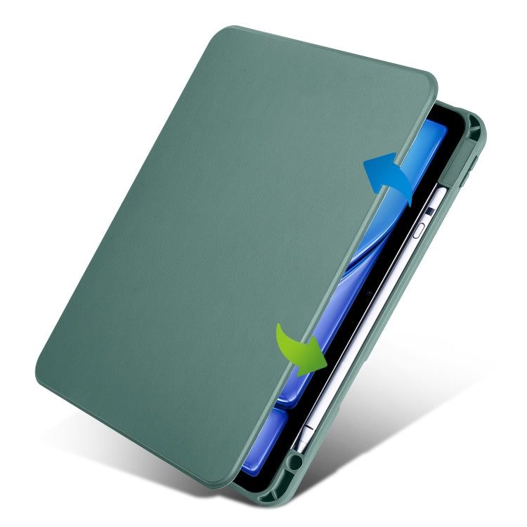 For iPad Air 11 2025 / 2024 Acrylic 360 Rotation Detachable Leather Tablet Case(Deep Green) - iPad Air 11 2025 / 2024 Cases by buy2fix | Online Shopping UK | buy2fix