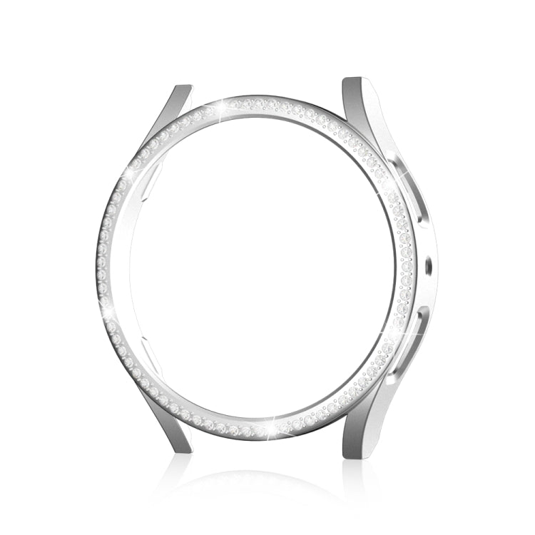 For Samsung Galaxy Watch 6 44mm Diamond Hollow PC Watch Protective Case(Silver) - Watch Cases by buy2fix | Online Shopping UK | buy2fix