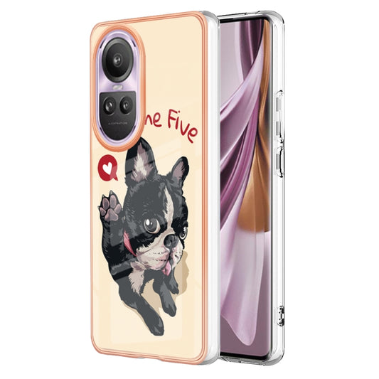 For OPPO Reno10 Pro 5G Global Electroplating Marble Dual-side IMD Phone Case(Lucky Dog) - OPPO Cases by buy2fix | Online Shopping UK | buy2fix