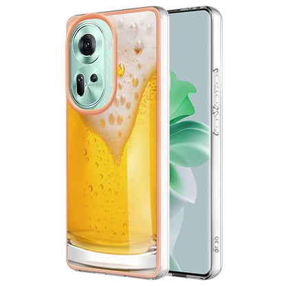For OPPO Reno11 5G Global Electroplating Marble Dual-side IMD Phone Case(Draft Beer) - Reno11 Cases by buy2fix | Online Shopping UK | buy2fix