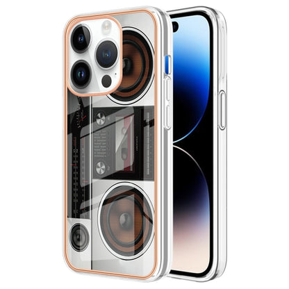 For iPhone 16 Pro Max Electroplating Marble Dual-side IMD Phone Case(Retro Radio) - iPhone 16 Pro Max Cases by buy2fix | Online Shopping UK | buy2fix