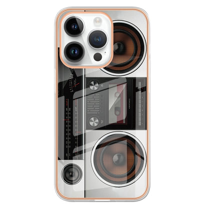 For iPhone 16 Pro Max Electroplating Marble Dual-side IMD Phone Case(Retro Radio) - iPhone 16 Pro Max Cases by buy2fix | Online Shopping UK | buy2fix