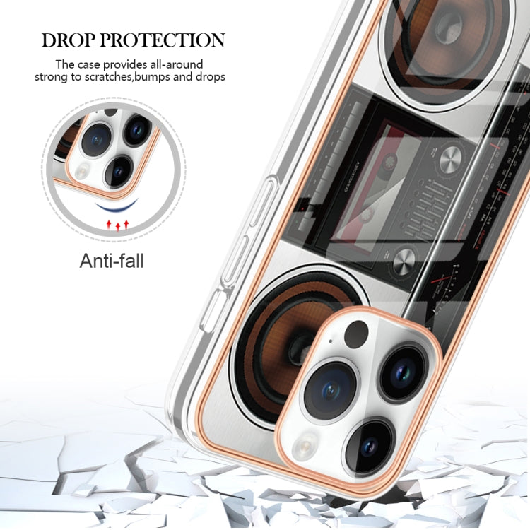 For iPhone 16 Pro Max Electroplating Marble Dual-side IMD Phone Case(Retro Radio) - iPhone 16 Pro Max Cases by buy2fix | Online Shopping UK | buy2fix