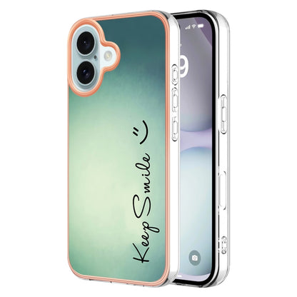 For iPhone 16 Electroplating Marble Dual-side IMD Phone Case(Smile) - iPhone 16 Cases by buy2fix | Online Shopping UK | buy2fix