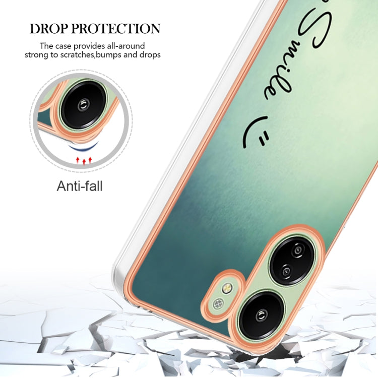 For Xiaomi Redmi 13C 4G Electroplating Marble Dual-side IMD Phone Case(Smile) - 13C Cases by buy2fix | Online Shopping UK | buy2fix