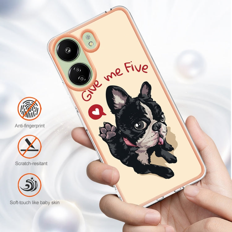 For Xiaomi Redmi 13C 4G Electroplating Marble Dual-side IMD Phone Case(Lucky Dog) - 13C Cases by buy2fix | Online Shopping UK | buy2fix