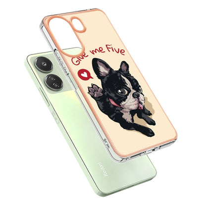 For Xiaomi Redmi 13C 4G Electroplating Marble Dual-side IMD Phone Case(Lucky Dog) - 13C Cases by buy2fix | Online Shopping UK | buy2fix