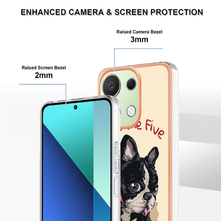 For Xiaomi Redmi Note 13 4G Global Electroplating Marble Dual-side IMD Phone Case(Lucky Dog) - Note 13 Cases by buy2fix | Online Shopping UK | buy2fix