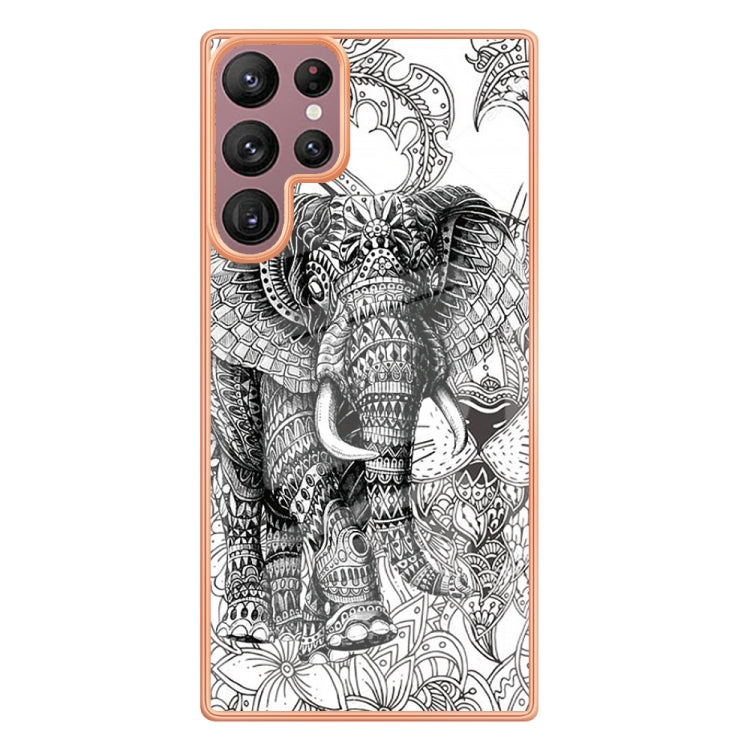 For Samsung Galaxy S22 Ultra 5G Electroplating Marble Dual-side IMD Phone Case(Totem Elephant) - Galaxy S22 Ultra 5G Cases by buy2fix | Online Shopping UK | buy2fix