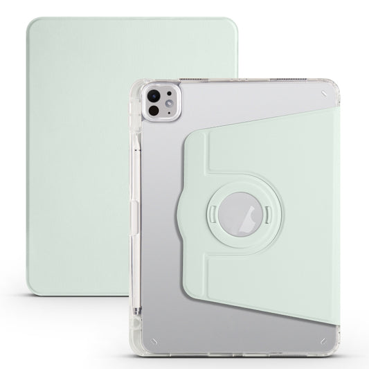 For iPad Pro 13 2024 Clear Acrylic 360 Rotation Detachable Leather Tablet Case(Light Green) - iPad Pro 13 2024 Cases by buy2fix | Online Shopping UK | buy2fix