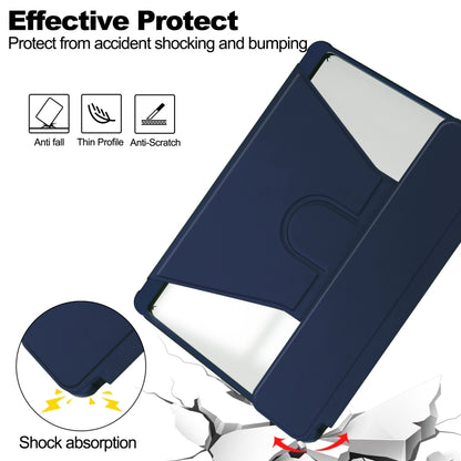 For Samsung Galaxy Tab S9 360 Rotation Transparent Smart Leather Case(Dark Blue) - Galaxy Tab S9 Cases by buy2fix | Online Shopping UK | buy2fix