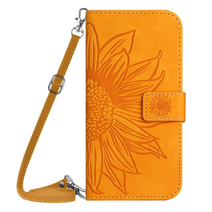 For Samsung Galaxy S24 Ultra 5G Skin Feel Sun Flower Embossed Flip Leather Phone Case with Lanyard(Yellow) - Galaxy S24 Ultra 5G Cases by buy2fix | Online Shopping UK | buy2fix