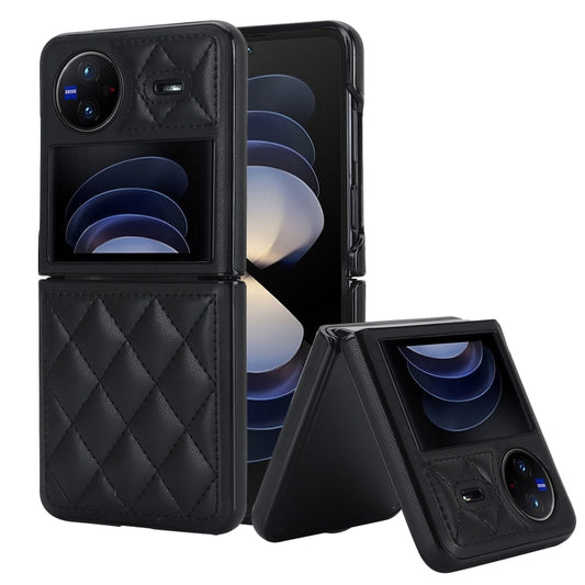 For vivo X Flip Rhombic Microfiber Folding Phone Case(Black) - vivo Cases by buy2fix | Online Shopping UK | buy2fix