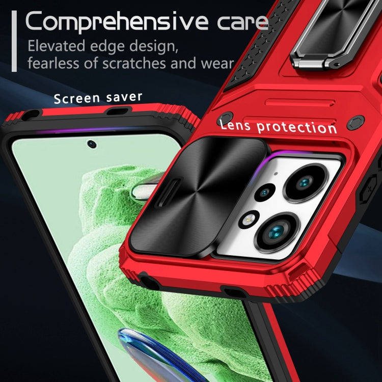 For Redmi Note 12 4G / 5G Global Camshield Robot TPU Hybrid PC Phone Case(Red) - Xiaomi Cases by buy2fix | Online Shopping UK | buy2fix