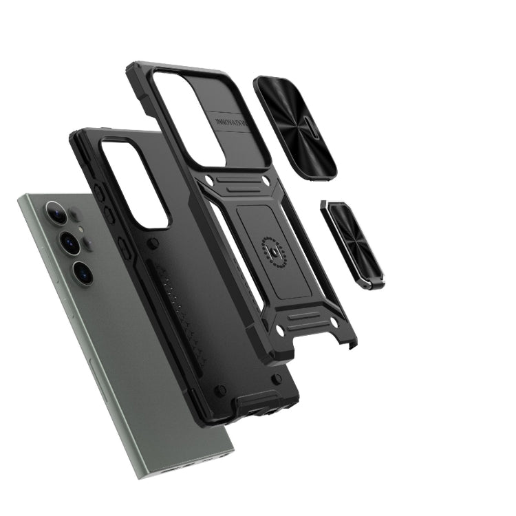 For Samsung Galaxy S24 Ultra 5G Camshield Robot TPU Hybrid PC Phone Case(Black) - Galaxy S24 Ultra 5G Cases by buy2fix | Online Shopping UK | buy2fix