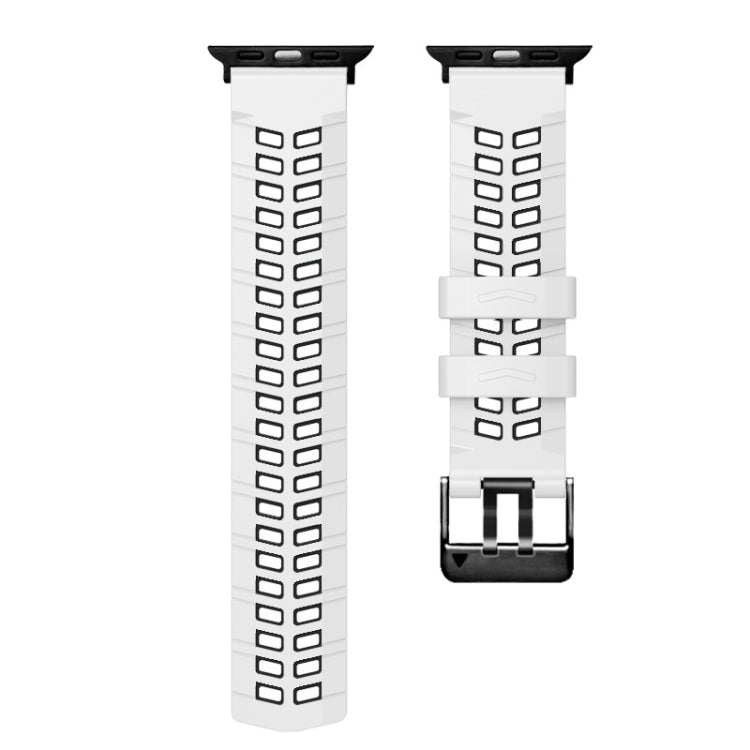 For Apple Watch Series 5 40mm Twill Dual-row Buckle Silicone Watch Band(White Black) - Watch Bands by buy2fix | Online Shopping UK | buy2fix