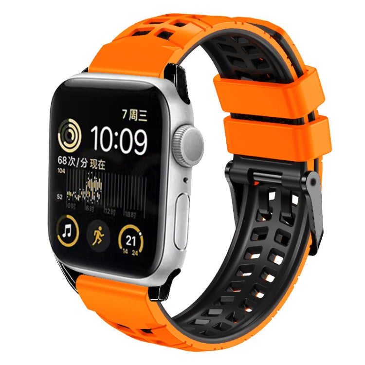 For Apple Watch Series 4 40mm Twill Dual-row Buckle Silicone Watch Band(Orange Black) - Watch Bands by buy2fix | Online Shopping UK | buy2fix