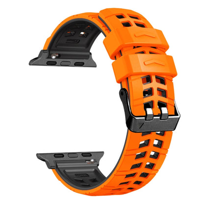 For Apple Watch SE 2023 40mm Twill Dual-row Buckle Silicone Watch Band(Orange Black) - Watch Bands by buy2fix | Online Shopping UK | buy2fix