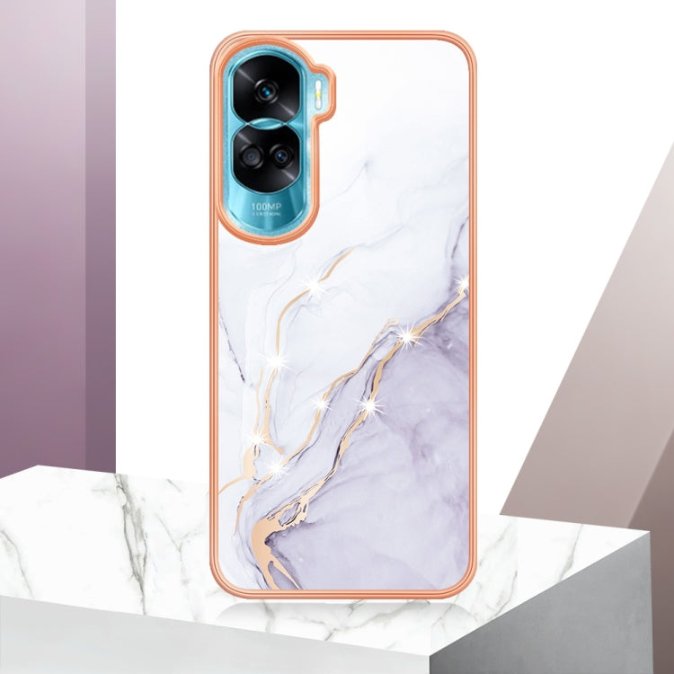 For Honor 90 Lite 5G Electroplating Marble Dual-side IMD Phone Case(White 006) - Honor Cases by buy2fix | Online Shopping UK | buy2fix