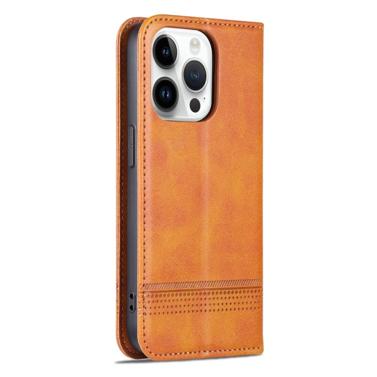 For iPhone 15 Pro Max AZNS Magnetic Calf Texture Flip Leather Phone Case(Light Brown) - iPhone 15 Pro Max Cases by AZNS | Online Shopping UK | buy2fix