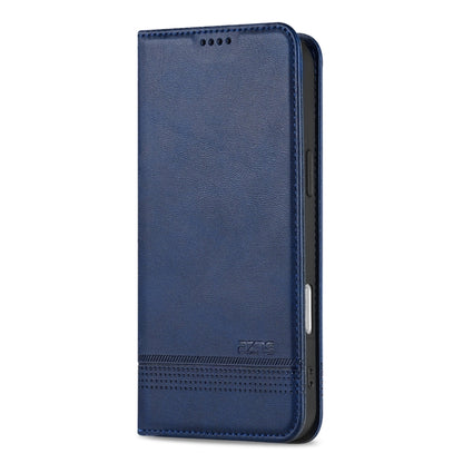 For iPhone 16 AZNS Magnetic Calf Texture Flip Leather Phone Case(Dark Blue) - iPhone 16 Cases by AZNS | Online Shopping UK | buy2fix