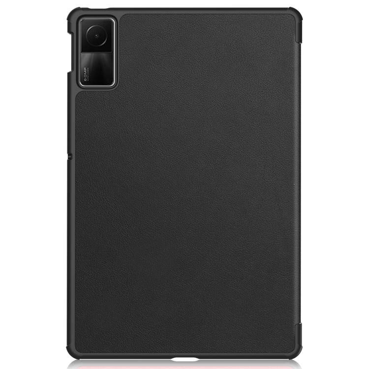For Xiaomi Redmi Pad SE Custer Pure Color 3-Fold Holder Leather Tablet Case(Black) - More Tablet Cases by buy2fix | Online Shopping UK | buy2fix