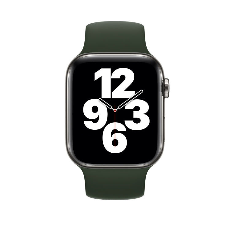 For Apple Watch Series 9&8&7 41mm / SE 3&SE 2&6&SE&5&4 40mm / 3&2&1 38mm Solid Color Elastic Silicone Watch Band, Size:S 130mm (Dark Green) - Watch Bands by buy2fix | Online Shopping UK | buy2fix